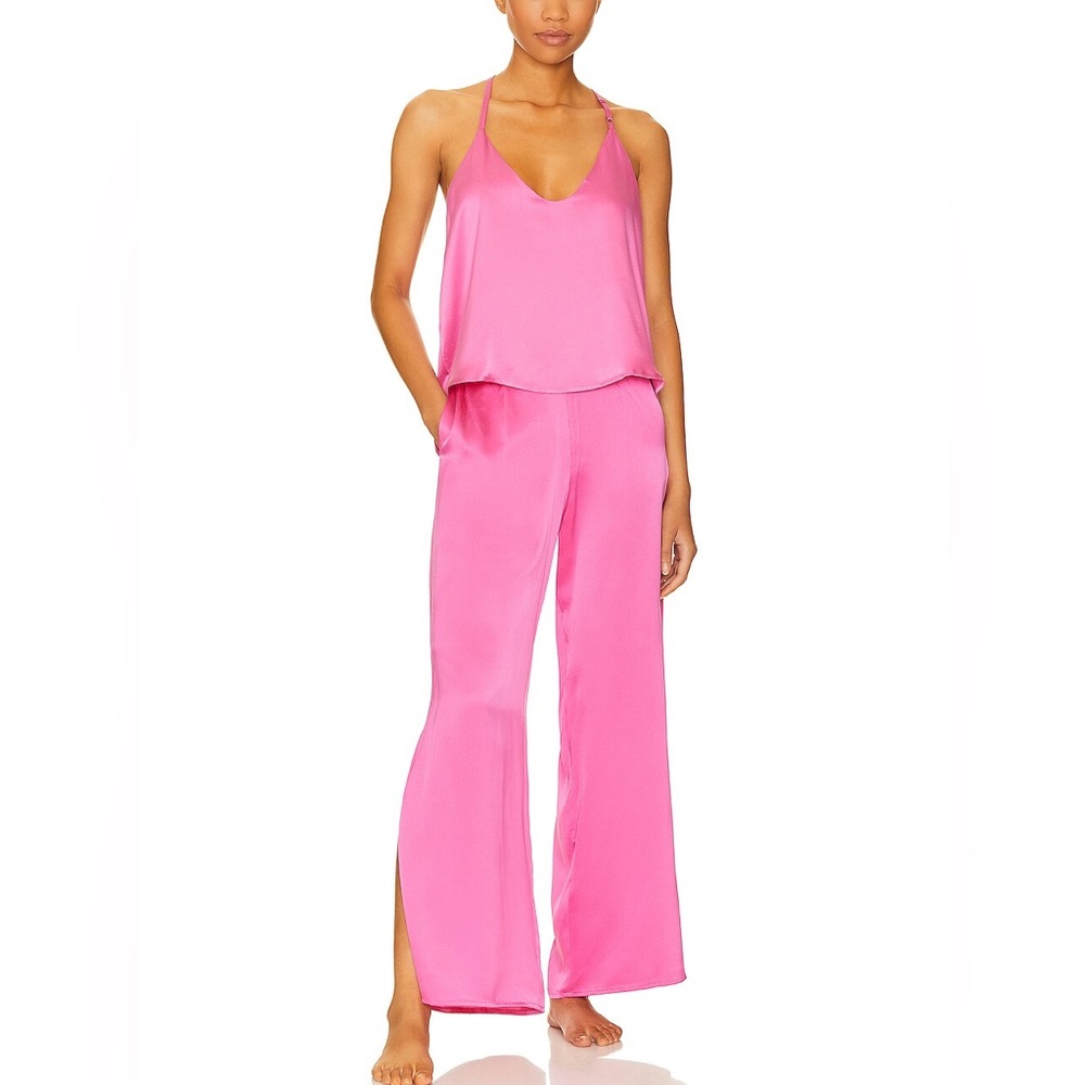 Pink 100% Silk Camisole and Pants Set
